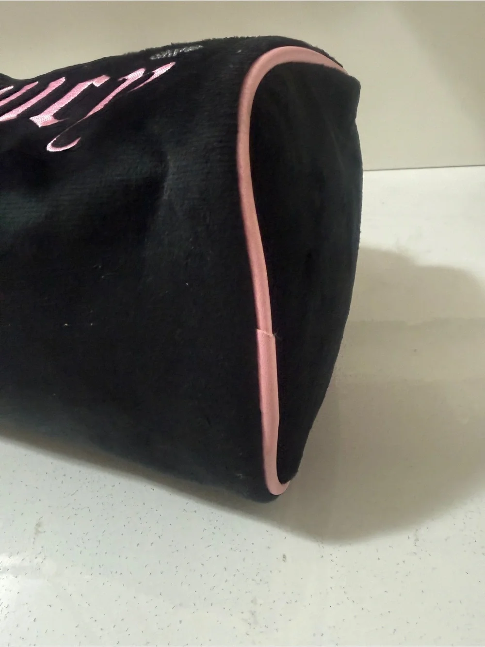Juicy Couture Black and Pink Velvet Cosmetic Pouch